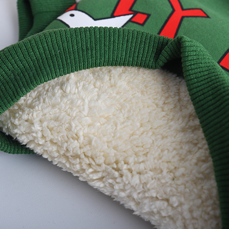 Felpa invernale Teddy verde caldo